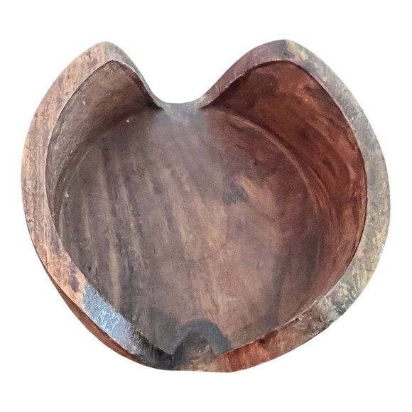 Vtg Teak Wood Coaster Set Brass Inlay Caddy & Hand-Carved Coasters 3 3/8" India - Picture 8 of 14